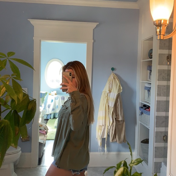 Army Green Button Down - Picture 2 of 3